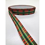 Hobigram Kırmızı Yeşil Kareli Ekoseli Grogren Kurdele 2,5 cm 4 Metre