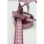 Hobigram Koyu Kırmızı Beyaz Baskılı Kurdele 2,5 cm
