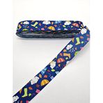Hobigram Lacivert Yağmur Desenli Grogren Kurdele 2,5 cm 1 Metre