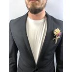Hobigram Mor Karışık Renkli Otlu Damat Yaka Çiçeği