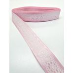 Hobigram Pembe Dantel Baskılı Grogren Kurdele 2,5 cm 1 Metre