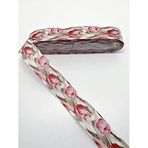 Hobigram Pembe Gül Desenli Grogren Kurdele 2,5 cm 1 Metre - 17122020273