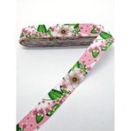 Hobigram Pembe Gül Desenli Grogren Kurdele 2,5 cm 3 Metre - 17122020396