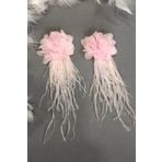 Hobigram Pembe Renk Çiçekli Tüylü Küpe