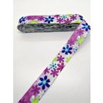 Hobigram Renkli Çiçek Desenli Grogren Kurdele 2,5 cm 3 Metre