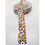 Hobigram Renkli Yaprak Desenli Grogren Kurdele 2,5 cm 1 Metre