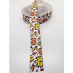 Hobigram Renkli Yaprak Desenli Grogren Kurdele 2,5 cm 2 Metre