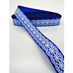 Hobigram Saks Mavi Dantel Baskılı Grogren Kurdele 2,5 cm 1 Metre