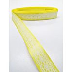 Hobigram Sarı Dantel Baskılı Grogren Kurdele 2,5 cm 1 Metre