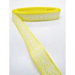 Hobigram Sarı Dantel Baskılı Grogren Kurdele 2,5 cm 2 Metre