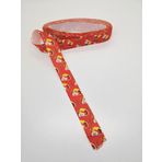 Hobigram Sarı Kırmızı Noel Baba Desenli Grogren Kurdele 2,5 cm 1 Metre