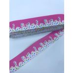 Hobigram Şeker Desenli Pembe Grogren Kurdele