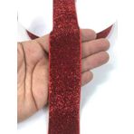 Hobigram Simli Kırmızı Kadife Kurdele 4 Cm
