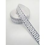 Hobigram Siyah Beyaz Yıldızlı Grogren Kurdele 2,5 cm 1 Metre