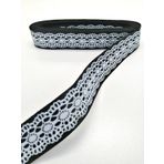 Hobigram Siyah Dantel Baskılı Grogren Kurdele 2,5 cm 1 Metre