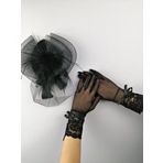 Hobigram Siyah Vualet ve Siyah Fiyonklu Gelin Eldiveni - 6112020124