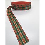 Hobigram Yeşil Kırmızı Desenli Grogren Kurdele 4 cm 1 Metre