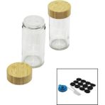 Hobilinka 12 Pcs Takım Yuvarlak Cam Baharatlık - Tuzluk Bambu Kapaklı (4887) - 001 - Beyaz - 1 lt