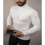 Hobilinka Erkek Kaşkorse Boğazlı Full Likralı Fitilli Body Kazak - Beyaz - Standart