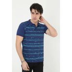 Hobilinka Erkek Pike Yakalı Tişort Slim Fit Baskılı Kısa Kol T-Shirt - Mavi