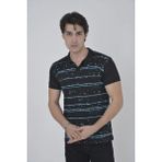 Hobilinka Erkek Pike Yakalı Tişort Slim Fit Baskılı kısa Kol T-Shirt - Siyah