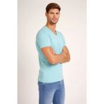 Hobilinka Erkek T-Shirt V Yaka Slim Fit Dar Kesim Likralı Tişört Günlük Basic Body - Turkuvaz - Turkuaz - XL
