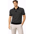 Hobilinka Erkek Triko Polo Yaka Fermuarlı Çizgili Tişört T-Shirt Yazlık Şık - Siyah - XL