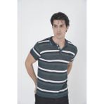 Hobilinka Erkek Yakalı Tişort Slim Fit Dokuma Çizgili kısa Kol T-Shirt - Haki