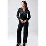 Hobilinka Freshness 9950-PT Saten Dantel Detaylı Pijama Takımı - Siyah