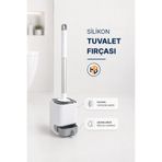 HOBİLON Silikon Uçlu & Kirli Su Hazneli 33 Cm Tuvalet Fırçası - Banyo WC Klozet Temizlik Fırçası