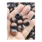 Hobimos 8 Adet 20 mm Kahverengi Geniş Delik Ahşap Boncuk - 20 mm Kahve Ahşap Boncuk