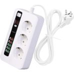 Hobimtek H-03 Üçlü Priz 5 USB Portlu Akım Korumalı 2500W On/off Düğmeli 2 Metre Uzatma Kablolu 3'lü Priz