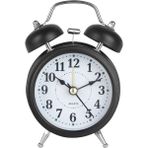 Hobimtek Yüksek Sesli Alarmlı Saat Nostaljik Analog Çalar Saat Fosforlu Işıklı Alarmlı Metal Gövde Akar Saniyeli Sessiz Şarjlı Pilli Saat HT-850 - Siyah