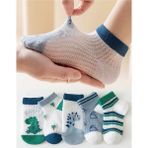 Hobins Sportswear Company 5'çift Bebek & Çocuk Çorap Özel Dinozor,çember,palmiye Desenli Hobins Sportswear & Company Markası Ile - 3 - 4 Yaş - Krem - Yeşil - Mavi