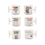 HobiShop Duble Türk Kahvesi Fincanı & Espresso Komik Motto 6'lı T Kulp 200 Ml 6 Parça