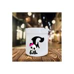 HobiShop(7584) Panda Desenli F Harfi Baskılı Seramik Küllük Beyaz