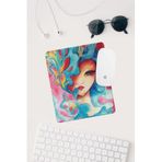 HobiShop(86) Mavi Saçlı Kız Çizimli Bilek Destekli Dikdörtgen Mouse Pad. Mavi Renkli