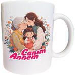 Hobitekno Kupa Anneler Günü Temalı - Canım Annem - Beyaz - Krem - 300 ml
