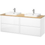 Hobiurun Lavabo Dolabı Kombinasyonu, Parlak Cila Beyaz-Bambu, 162X49X71 Cm, Brogrund Batarya