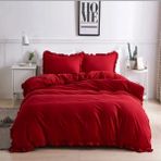 Hobizer Tekstil Kırmızı Fırfırlı Çift Kişilik Nevresim Takımı - 200 x 220 cm