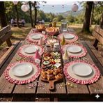 Hobizer Tekstil Piknik Supla Amerikan Servisi 6 Adet 40X40 cm - 40 x 40 cm - Kırmızı