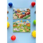 Hoby Games Okul Öncesi Başlangıç Yapboz Lunapark Maceram Ve Sevimli Çiftliğim Ahşap Puzzle Set