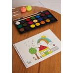 Hoby Games Okul ve Sanat Için Orta Boy Resim Defteri 23*33CM Güzel Evim Karton Kapak Spiralli 15 Yaprak Set - Renkli