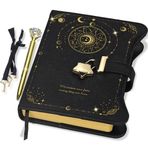 Hoci Poci Diary with Lock and Keys for Girls Gift Ideas, Refillable Journal for Women, Secret Notebook with Lined Pages for Writing Drawing, Pen and Bookmark Included (AstroZodiac, Dark Night)