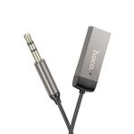 Hoco E78 Gri Tak Çalıştır BT Alıcılı 3.5 mm Esnek Aux Kablo