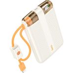 Hoco J127 20W 10.000 mAh Beyaz Dijital Göstergeli Dual Kablolu Hızlı Şarj Destekli PD Mini Powerbank