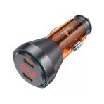 Hoco NZ12C Graceful PD60W 2 Type-C Girişli Araç Çakmaklı Hızlı Şarj Aleti - Turuncu