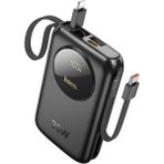 Hoco Q19 Lucky 10000MAH 30W Dijital Göstergeli Kablolu Powerbank - Siyah