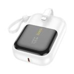 Hoco Q20 Fountain 10000MAH 22.5W+PD20W Dijital Göstergeli Kablolu Powerbank - Beyaz