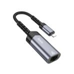 Hoco. UA26 Tak Çalıştır Lightning to RJ45 100 Mbps Ethernet Dönüştürücü - Gri